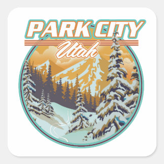 Pegatina Cuadrada Logo de viajes de Park City Utah