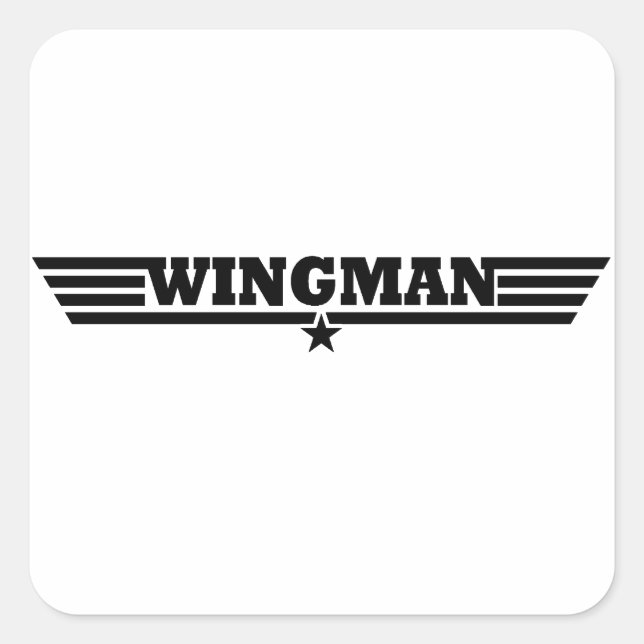 Pegatina Cuadrada Logo de Wingman Wings (Anverso)