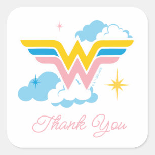 Pegatina Cuadrada Logo de Wonder Woman   BABY SHOWER