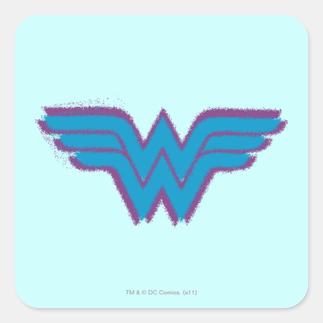 Pegatina Cuadrada Logo de Wonder Woman Spray Paint (Anverso)
