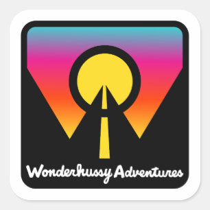 Pegatina Cuadrada Logo de Wonderhussy Adventures Sunset Horizon