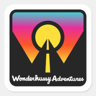 Pegatina Cuadrada Logo de Wonderhussy Adventures Sunset Horizon