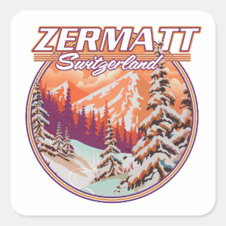 Pegatina Cuadrada Logo de Zermatt