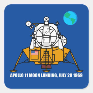 Pegatina Cuadrada Logo del 50º aniversario, Apolo 11 Moon Landing: