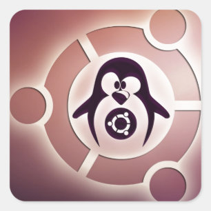 Pegatina Cuadrada Logo del Círculo de Amigos de Ubuntu Linux con Tux