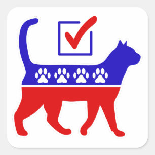 Pegatina Cuadrada Logo del Fiesta del gato, gran Fiesta de Meow en l