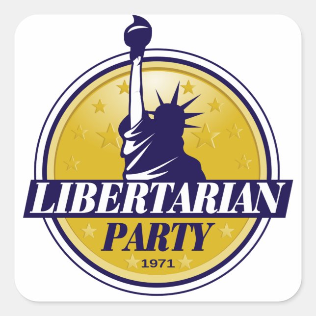Pegatina Cuadrada Logo del Fiesta Libertario (Anverso)