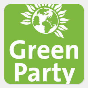 Pegatina Cuadrada Logo del Fiesta Verde del Reino Unido