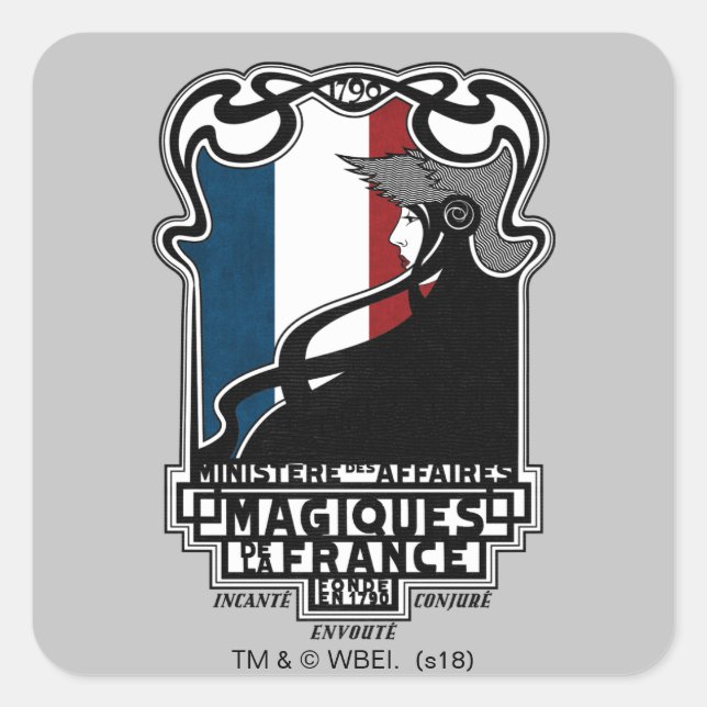 Pegatina Cuadrada Logo del Ministère des Affaires Magiques de la Fra (Anverso)