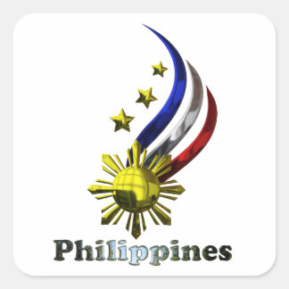 Pegatina Cuadrada Logo Filipino Original. ¡Mabuhay Pilipinas!