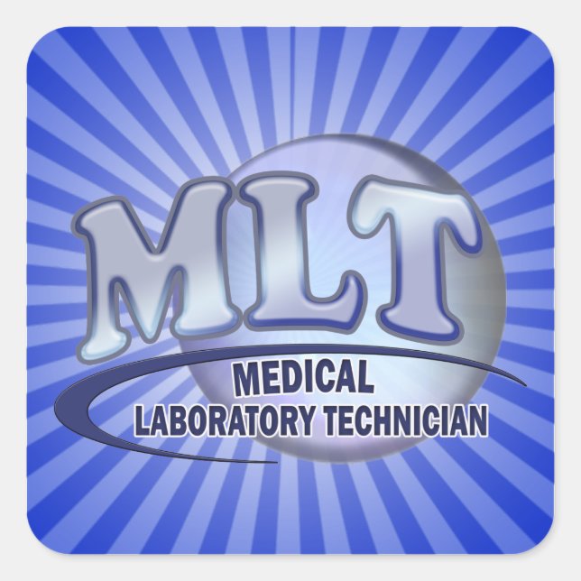 Pegatina Cuadrada LOGO FunBlue de MLT - TÉCNICO DE LABORATORIO MÉDIC (Anverso)
