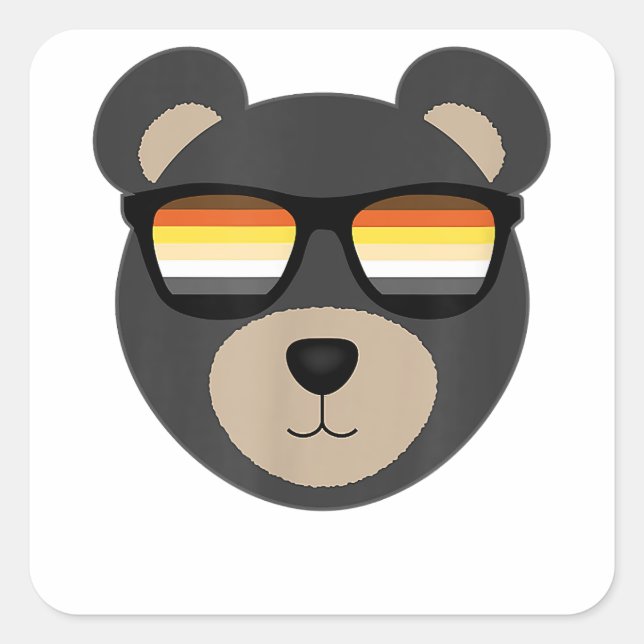 Pegatina Cuadrada Logo Gay Bear Gafas de sol (Anverso)