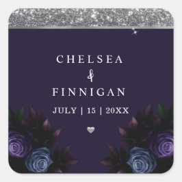 Pegatina Cuadrada Logo Moderno De La Marina Azul Y Plata Añadir