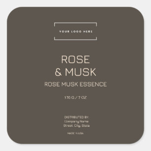 Pegatina Cuadrada Logo Moderno Minimalista de la Plaza Cosmética de 