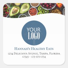 Pegatina Cuadrada Logo promocional o profesional fotográfico azul