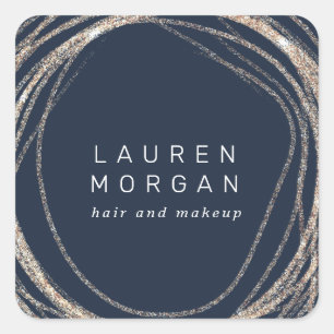 Pegatina Cuadrada logotipo abstracto falso oro monograma moderno