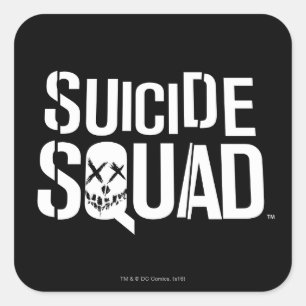 Pegatina Cuadrada Logotipo blanco del pelotón el   del suicidio