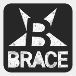 Pegatina Cuadrada Logotipo "clásico" de BRACE, texto blanco sobre ne