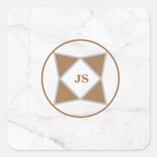 Pegatina Cuadrada Logotipo Clásico Personalizable Mármol Blanco