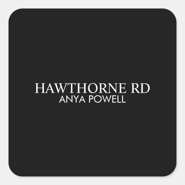 Pegatina Cuadrada Logotipo comercial de tipografía sin tiempo (Anverso)