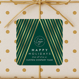 Pegatina Cuadrada Logotipo comercial Green Gold Christmas