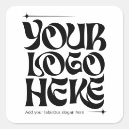 Pegatina Cuadrada Logotipo Comercial Personalizado Groovy Retro