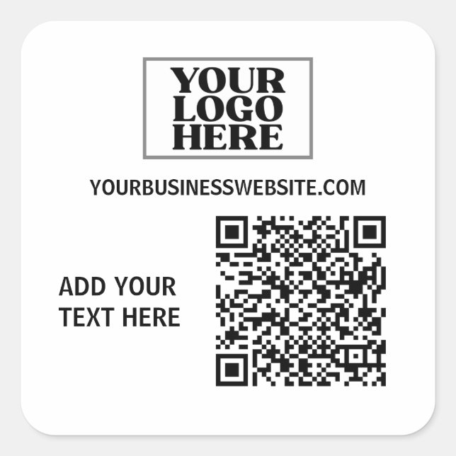 Pegatina Cuadrada Logotipo comercial y código QR (Anverso)