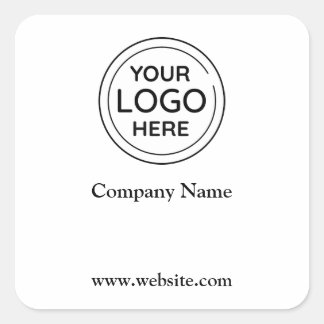 Pegatina Cuadrada Logotipo comercial y dirección web
