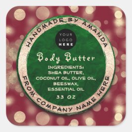 Pegatina Cuadrada Logotipo Cuerpo Balm Butter Oro cosmético Confetti