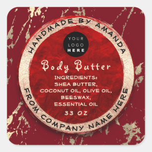 Pegatina Cuadrada Logotipo Cuerpo Balm Mantequilla de oro Cosmético 