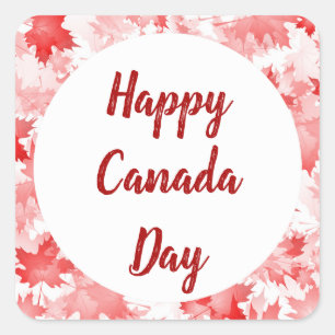 Pegatina Cuadrada Logotipo de bandera emblemática de la hoja de arce