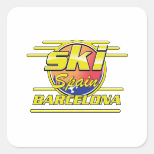 Pegatina Cuadrada logotipo de Barcelona España para esquiar