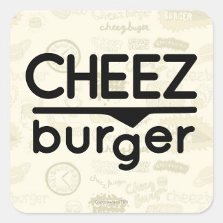 Pegatina Cuadrada Logotipo de Cheezburger (negro)