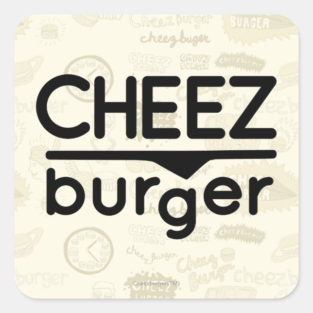 Pegatina Cuadrada Logotipo de Cheezburger (negro) (Anverso)