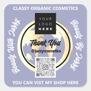 Pegatina Cuadrada Logotipo de código QR para empresas de agradecimie