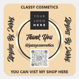 Pegatina Cuadrada Logotipo de código QR para empresas Gracias Marco 