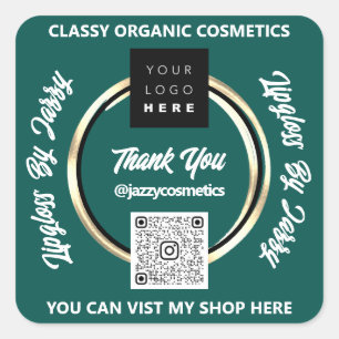 Pegatina Cuadrada Logotipo de código QR para empresas Logotipo de or