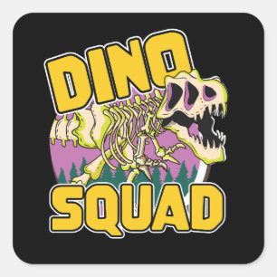 Pegatina Cuadrada logotipo de Dino Squad