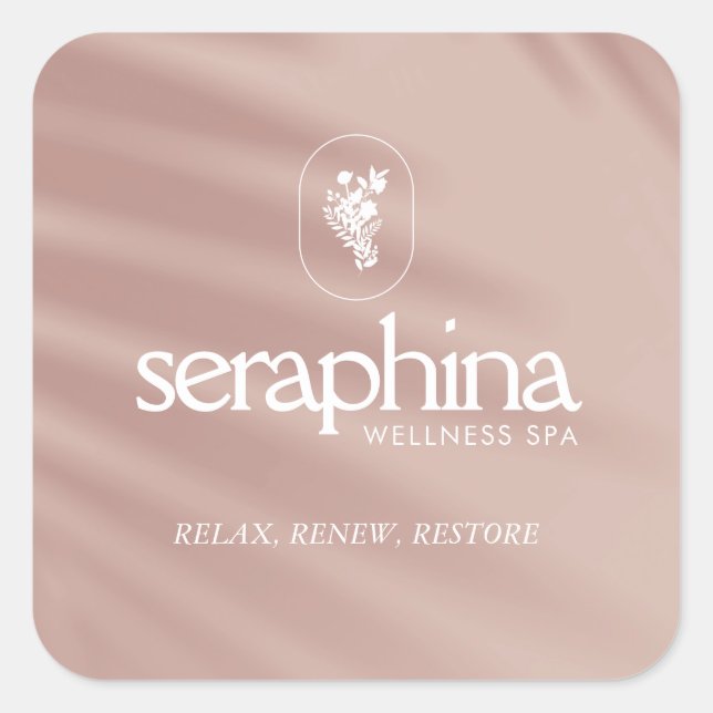 Pegatina Cuadrada Logotipo de elegancia terrenal Belleza, Spa, rosa  (Anverso)