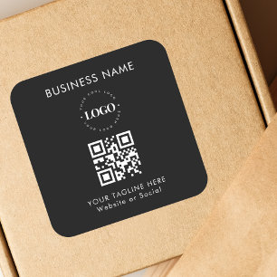 Pegatina Cuadrada Logotipo de empresa personalizado Código QR y text