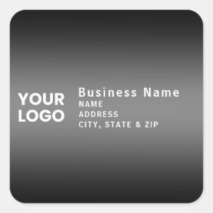 Pegatina Cuadrada Logotipo de envío   Dirección de devolución de gri