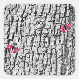 Pegatina Cuadrada Logotipo de etiquetas de productos de mariposa ros