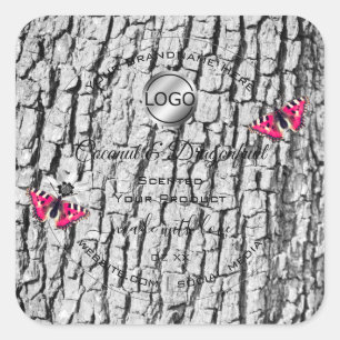 Pegatina Cuadrada Logotipo de etiquetas de productos de mariposa ros