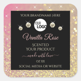 Pegatina Cuadrada Logotipo de etiquetas de productos de Purpurina de