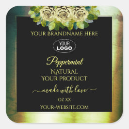 Pegatina Cuadrada Logotipo de etiquetas de productos negras de mármo