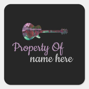 Pegatina Cuadrada Logotipo de Guitarra Acústica Personalizado