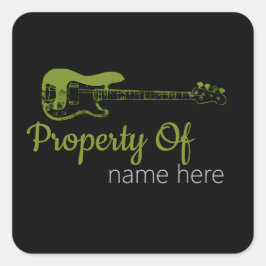Pegatina Cuadrada Logotipo de guitarra acústica personalizado