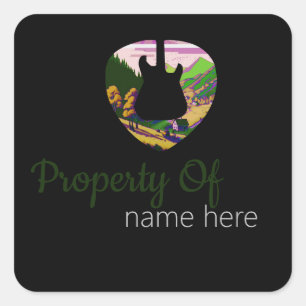 Pegatina Cuadrada Logotipo de guitarra acústica personalizado
