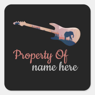 Pegatina Cuadrada Logotipo de Guitarra Acústica Personalizado Pegati