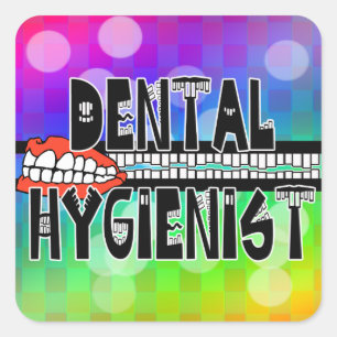 PEGATINA CUADRADA LOGOTIPO DE HIGIENISTA DENTAL